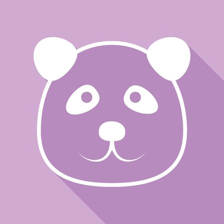 Panda sign illustration. White Icon with long shadow at purple background.のイラスト素材