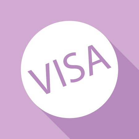Visa card sign illustration. White Icon with long shadow at purple background.のイラスト素材