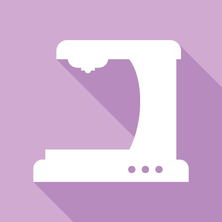 Coffee machine sign. White Icon with long shadow at purple background.のイラスト素材