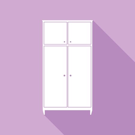 Wardrobe sign. White Icon with long shadow at purple background.のイラスト素材