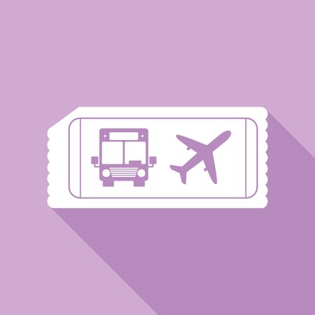 Tickets to transport sign. White Icon with long shadow at purple background.のイラスト素材