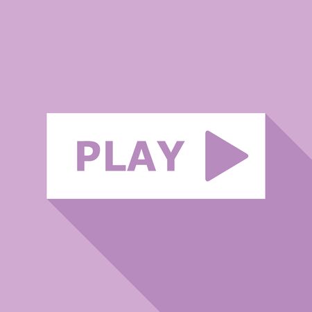 Play button sign. White Icon with long shadow at purple background.のイラスト素材