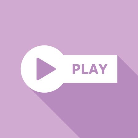 Play button sign. White Icon with long shadow at purple background.のイラスト素材