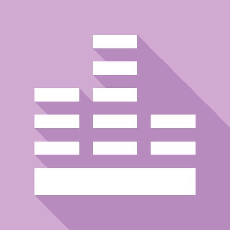 Sound wave music sign. White Icon with long shadow at purple background.のイラスト素材