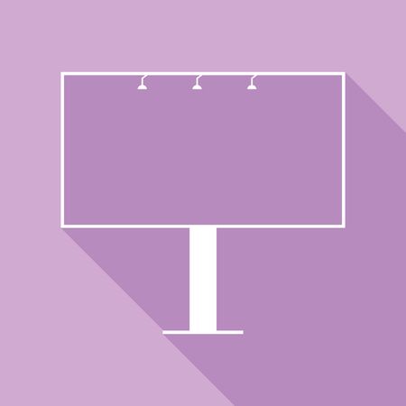 Billboard sign. White Icon with long shadow at purple background.のイラスト素材