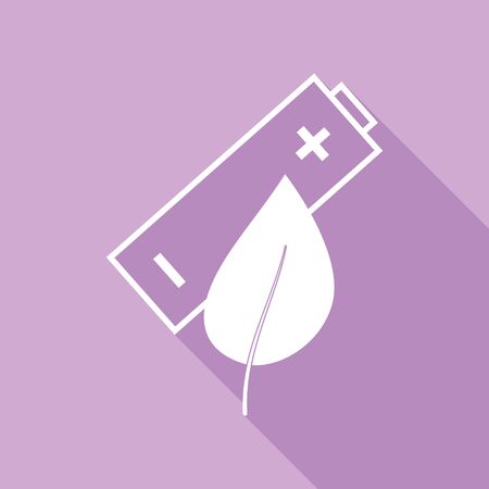 Eco Related sign. White Icon with long shadow at purple background.のイラスト素材