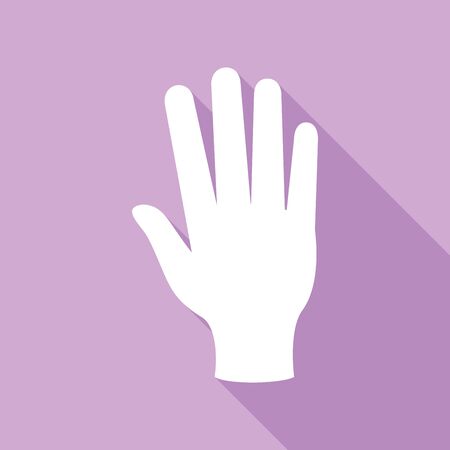 Hand sign. White Icon with long shadow at purple background.のイラスト素材