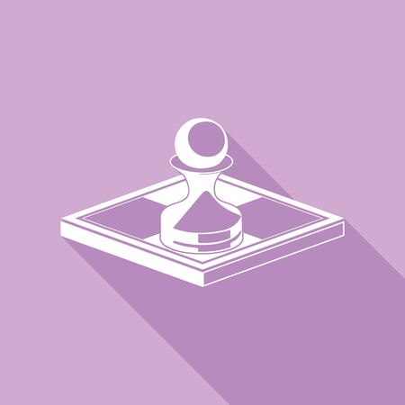 Chess figures sign. White Icon with long shadow at purple background.のイラスト素材