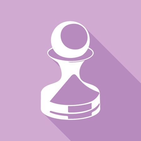 Chess figures sign. White Icon with long shadow at purple background.のイラスト素材