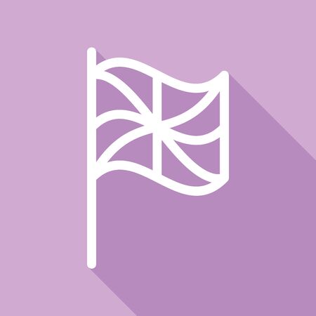 Flag sign. White Icon with long shadow at purple background.のイラスト素材