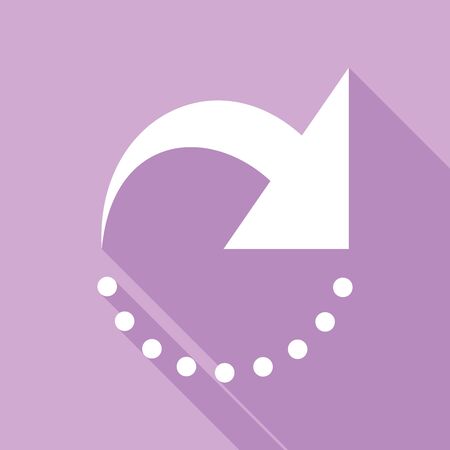 Refresh motion arrow sign. White Icon with long shadow at purple background.のイラスト素材