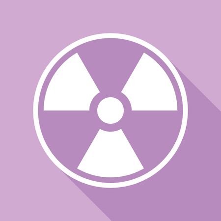 Radiation sign. White Icon with long shadow at purple background.のイラスト素材