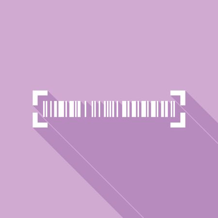 Bar code sign. White Icon with long shadow at purple background.のイラスト素材