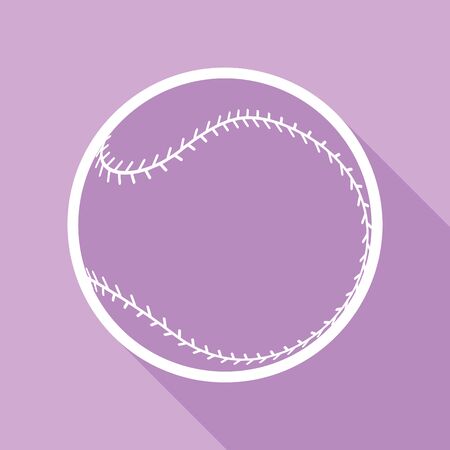 Baseball ball sign. White Icon with long shadow at purple background.のイラスト素材