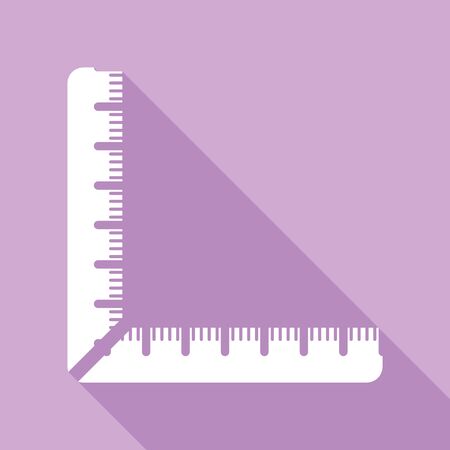 Ruler sign. White Icon with long shadow at purple background.のイラスト素材