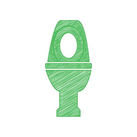 Toilet sign illustration. Green scribble Icon with solid contour on white background.のイラスト素材