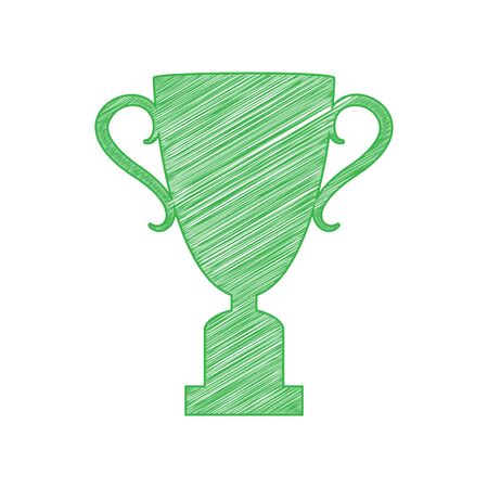 Champions Cup sign. Green scribble Icon with solid contour on white background.のイラスト素材