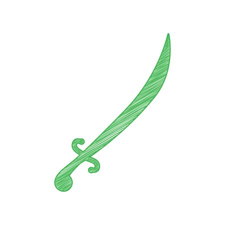 Sword sign illustration. Green scribble Icon with solid contour on white background.のイラスト素材