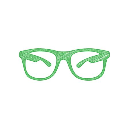 Sunglasses sign illustration. Green scribble Icon with solid contour on white background.のイラスト素材