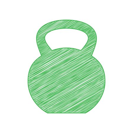Fitness Dumbbell sign. Green scribble Icon with solid contour on white background.のイラスト素材
