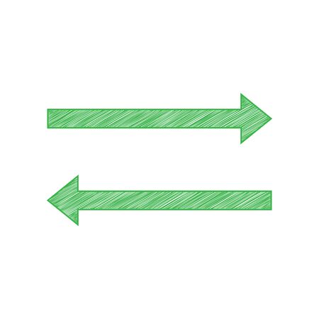 Arrow simple sign. Green scribble Icon with solid contour on white background.のイラスト素材