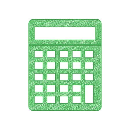Calculator simple sign. Green scribble Icon with solid contour on white background.のイラスト素材