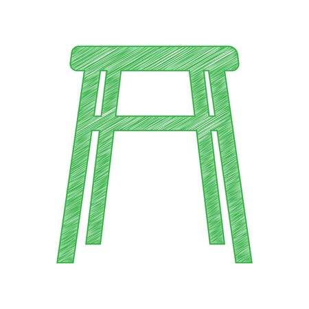 Stool icon sign. Green scribble Icon with solid contour on white background.のイラスト素材