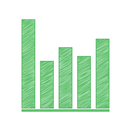 Business graph sign. Green scribble Icon with solid contour on white background.のイラスト素材
