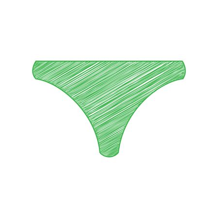 Underwear shirt underclothes sign. Green scribble Icon with solid contour on white background.のイラスト素材