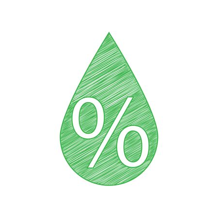 Thin line percent down sign. Green scribble Icon with solid contour on white background.のイラスト素材