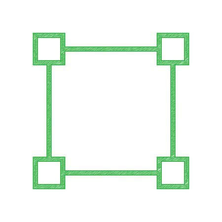 Square sign with anchors. Green scribble Icon with solid contour on white background.のイラスト素材