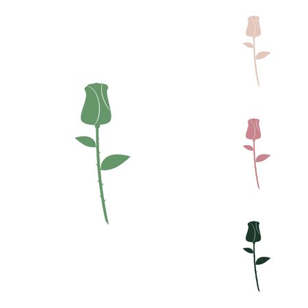 Rose sign illustration. Russian green icon with small jungle green, puce and desert sand ones on white background.のイラスト素材