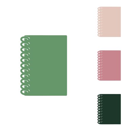 Notebook simple sign. Russian green icon with small jungle green, puce and desert sand ones on white background.のイラスト素材
