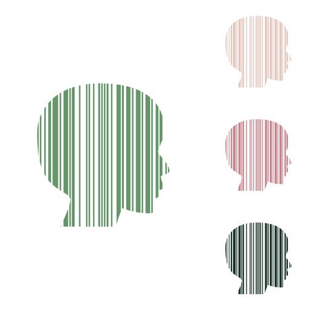 Face Barcode sign. Russian green icon with small jungle green, puce and desert sand ones on white background.のイラスト素材