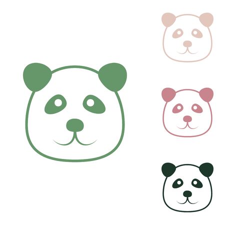 Panda sign illustration. Russian green icon with small jungle green, puce and desert sand ones on white background.のイラスト素材