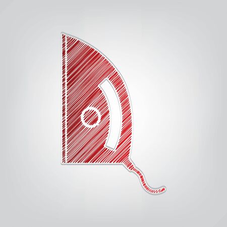Iron sign. Red gradient scribble Icon with artistic contour gray String on light gray Background.のイラスト素材