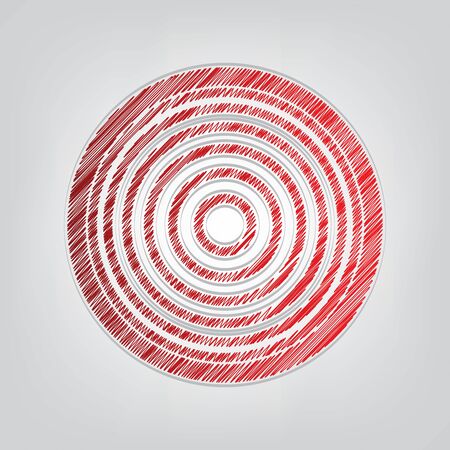 Meridians from top view. Red gradient scribble Icon with artistic contour gray String on light gray Background.のイラスト素材