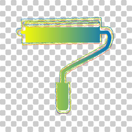 Roller sign illustration. Blue to green gradient Icon with Four Roughen Contours on stylish transparent Background. Illustration.のイラスト素材