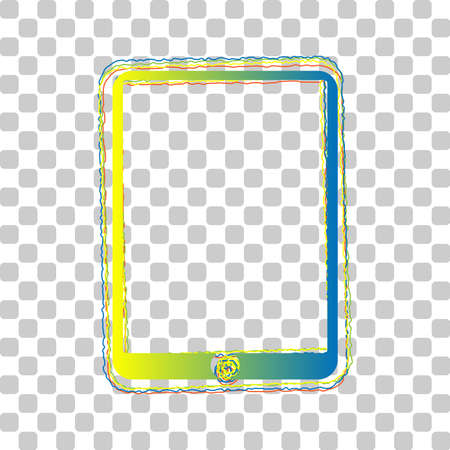 Computer tablet sign. Blue to green gradient Icon with Four Roughen Contours on stylish transparent Background. Illustration.のイラスト素材