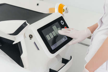 Modern equipment for laser hair removal and hair removal in a beauty salon. Beauty salon and cosmetologyの写真素材