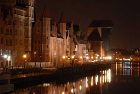 Gdansk,old city,town hall. In the night.