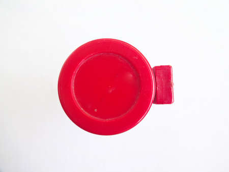 red lid isolated on white backgroundの写真素材