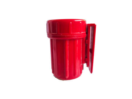 red plastic container / cans Isolated on white background.の写真素材