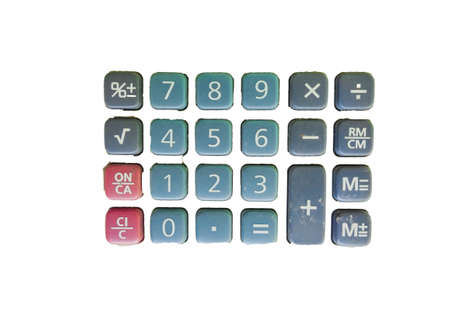 button of calculator isolated on white background , top viewの写真素材