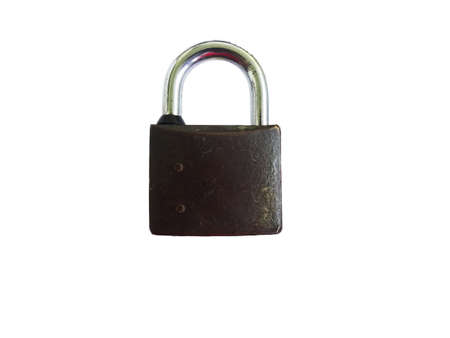 Old metal padlock isolated on white background , vintage lockの写真素材