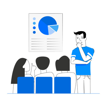 Meeting Business activities concept isolated person situations. Collection of scenes with people perform tasks, analyze data, develop project, success strategy. Vector illustrationのイラスト素材
