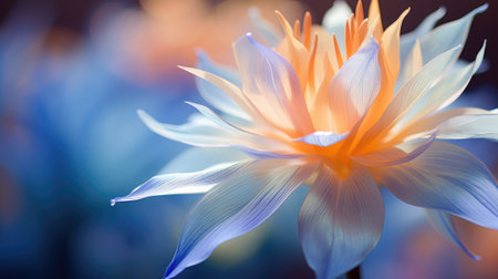 Floral background. Macro shot of a blooming flower with delicate petals and vibrant colors. Generative AI.の素材