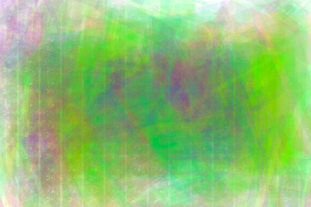 Colorful futuristic background in trendy green and purple colors. Abstract brush strokes on striped...
