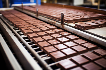 Chocolate Bars on Production Line in Factoryの素材
