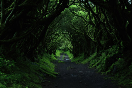 Verdant Green Tunnel in Enchanted Woodlandの素材